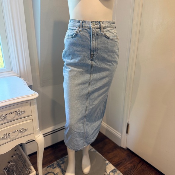 GRLFRND Dresses & Skirts - GRLFRND The Amara Maxi Pencil Skirt Back Slit Denim | Size 24